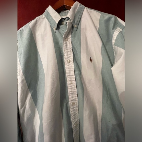 Vtg Polo Ralph Lauren Big Block Striped Cotton Long Sleeve Button Up Sz L Men - Picture 4 of 7